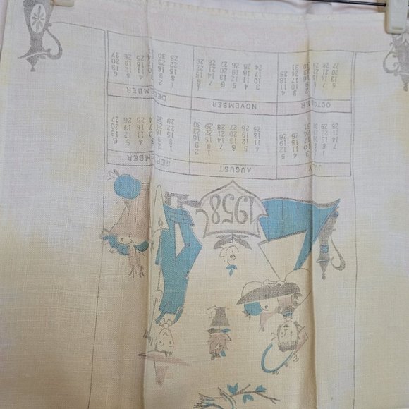 Vintage Calendar Dish Towel Lot Linen Printed Assorted Years Floral 25x15 Inches - Picture 13 of 16